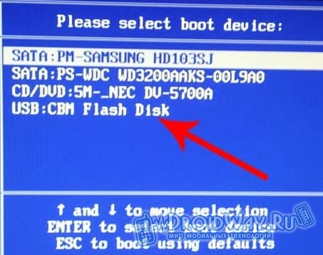 Выбираем USB Flash Disk