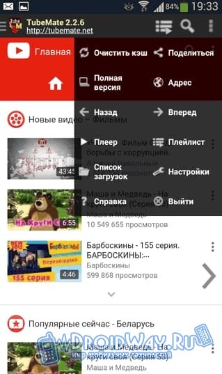 Настройки в приложении TubeMate