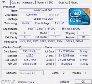 Интерфейс CPU-Z