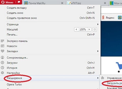 Расширения в Опере